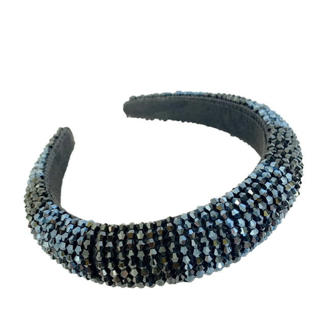 Diademas Qarigey con cuentas de cristal estilo barroco Azul marino + Negro AP010972-05B