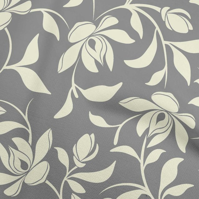 oneOone Cotton Flex Gray Fabric Floral Magnolia Craft Projects Decor Fabric Printed By The Yard 40 Inch Wide