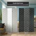 thumbnail image 2 of Oriental Furniture 6 ft. Tall Double Sided Black & White Brick Canvas Room Divider, 2 of 7