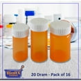 thumbnail image 3 of Pharmacy Prescription Vials, Amber Screw Cap Bottle, 20 Dram Twist Pro, Caps Included, Pack of 16 (Medicine & Pill Container, Pharmacy Bottle, Pharmacy Container, Plastic Container) by Sponix BioRx, 3 of 3