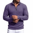 thumbnail image 4 of SBYOJLPB Men's Fashionable Solid Color Long Sleeved Stand Up Collar Half Zipper Breathable Pullover Top, 4 of 5