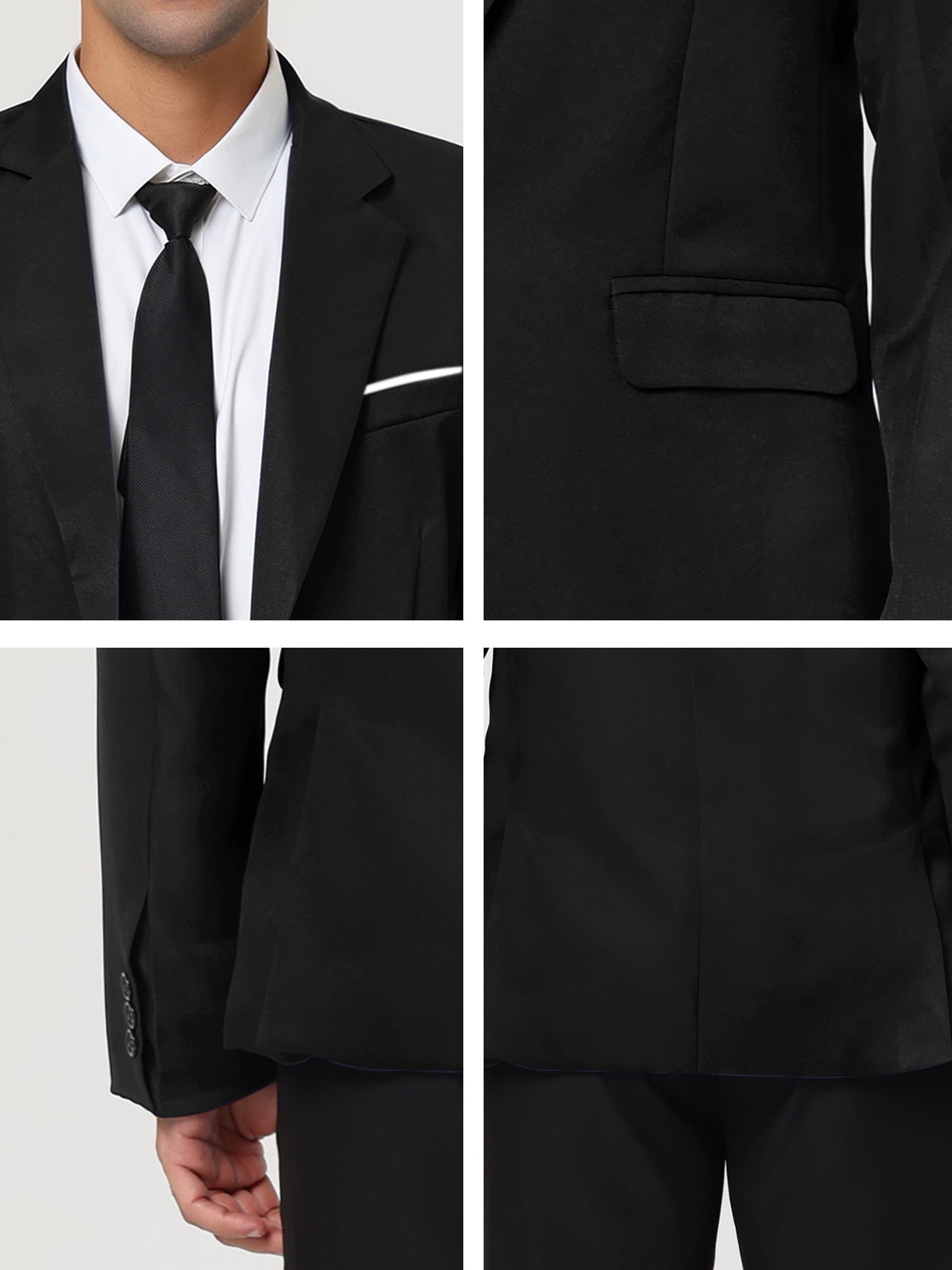 Unique Bargains Men's Notched Two-Button Placket Slim Fit Blazer Black (Size M / 38)