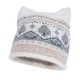 thumbnail image 3 of LRGSHF Women Cute Cat Ear Shaped Knit Hat, Vintage Cuffed Winter Hat Warm Ear Protection Pullover Cap, 3 of 4