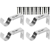 GoXteam Curtain Rod Brackets, 4Pack Adjustable Wall Mounts, Curtain Rod Holders for 1 Inch Rod (Silver)