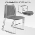 thumbnail image 3 of VINGLI Stacking Chairs Set of 5 Stackable Office Chairs with Metal Sled Base, Ergonomic Plastic Seat & Holes Back, Stacking Chairs for Waiting Room Break Room Banquet Guest, Orange, 3 of 6