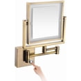 thumbnail image 1 of Square Lighted Makeup Mirror Wall Mount With Magnification, 1/3X Brass Zirconium Gold Magnifying Mirror Wall Mounted,Touch Stepless Dimming LED Lighted Makeup Mirror,Hardwired,Rose Gold,Antique, 1 of 6