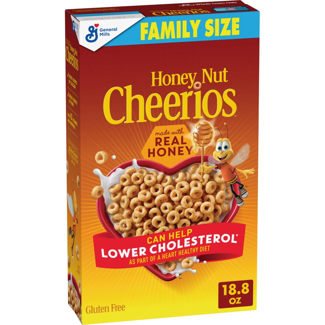 Pack of 3 Honey Nut Cheerios Cereal, Family Size 18.8 oz Each, Heart Healthy with free Valuenest Water Bottle