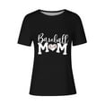 thumbnail image 4 of Lilgiuy Baseball Mom Shirt for Womens Mom Shirt Summer Solid Color Short Sleeve O-Neck Letter Print Casual Tops Tees for Mother's Day(Black,2XL), 4 of 4