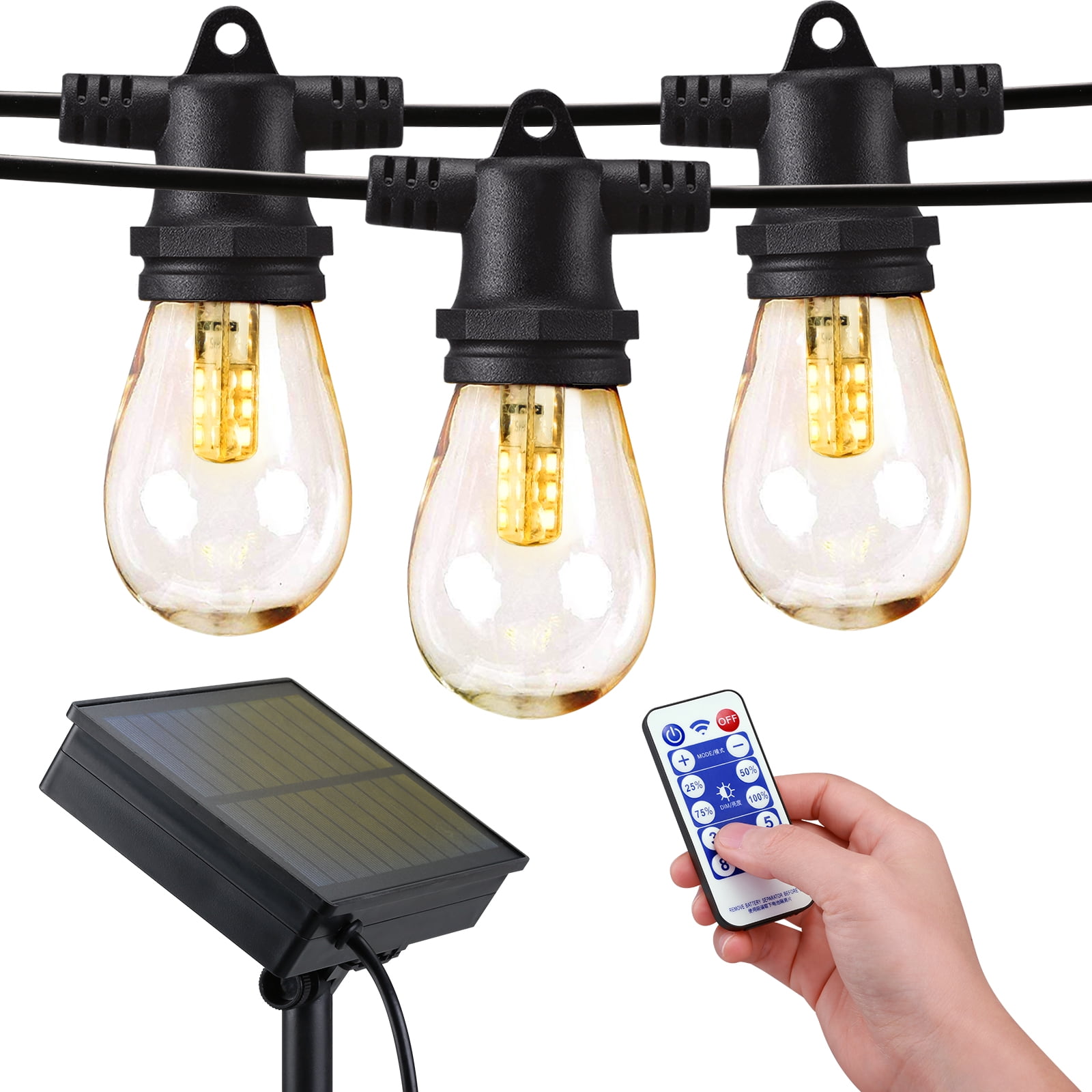 Solar Power Outdoor String Lights 27 Ft Hanging Edison Bulbs Create