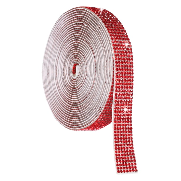 Cinta de Rincón de Cristal Autoadhesiva, Rollo de Cinta de Diamante de 7 Filas de 4 Yardas Color Rojo