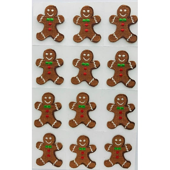 Trimplace Gingerbread Man Press-ON Applique- 1 inch x 1-3/8 inch - 12 Pieces