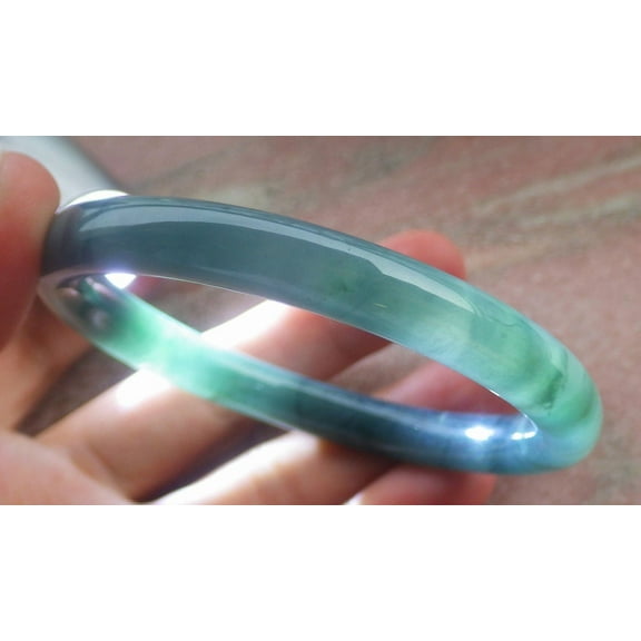 Icy Blue Water Green Natural A JADE Jadeite Circle Bangle Bracelet 54 mm 700766 TN