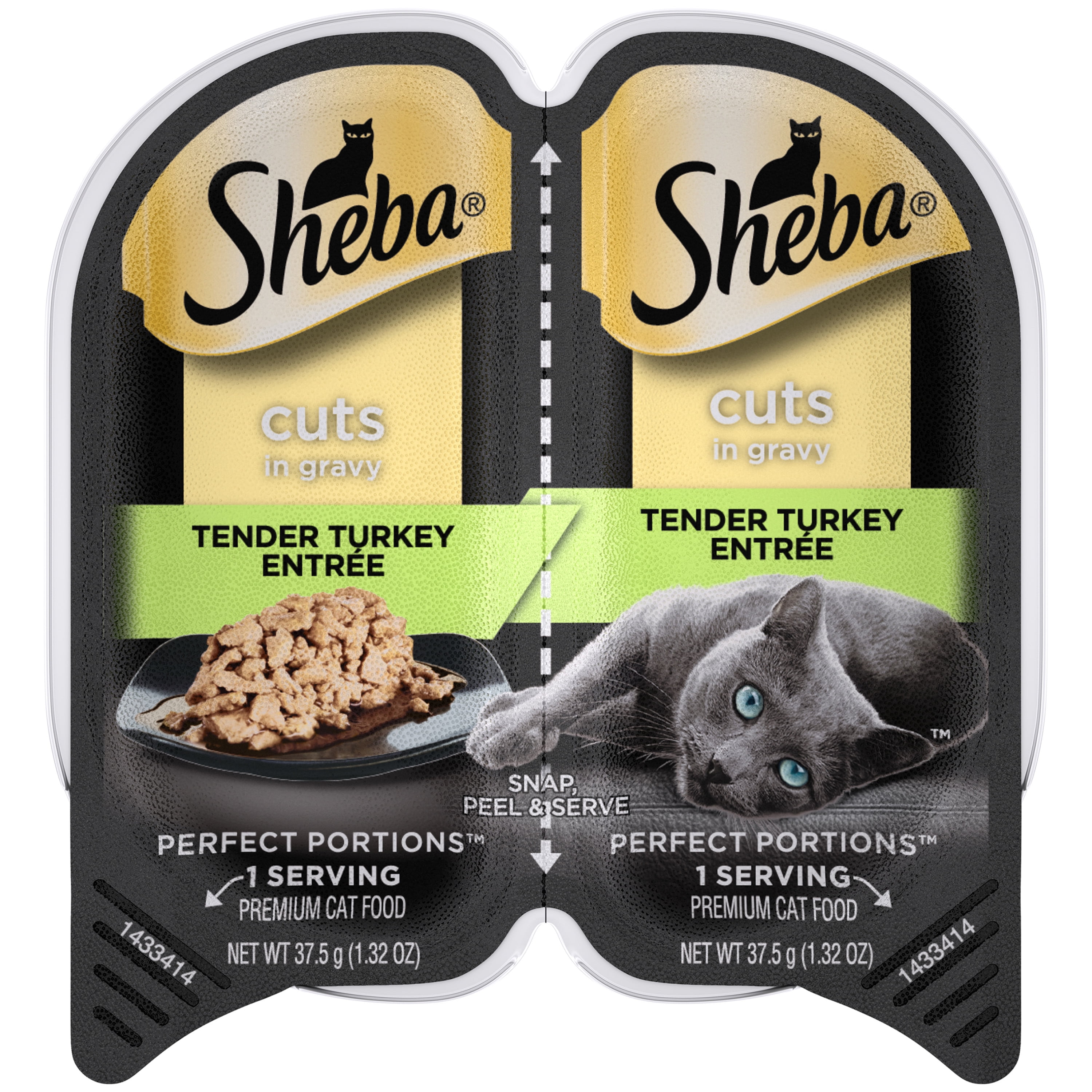 SHEBA Wet Cat Food Cuts in Gravy, Tender Turkey Entree, (12) 2.6 oz
