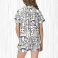 thumbnail image 5 of Girls DIY Printed Lapel Short Sleeve Top and Comfortable Shorts Pajama Set with Cute Buttons Breathable Home Wear, 5 of 5