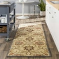 thumbnail image 6 of Hauteloom Elkins Wool Living Room, Bedroom Farmhouse Area Rug - Traditional Floral Carpet - Bohemian Paisley Vibe - Green, Red, Brown, Terra Cotta, Brick Red - 6' Square, 6 of 19