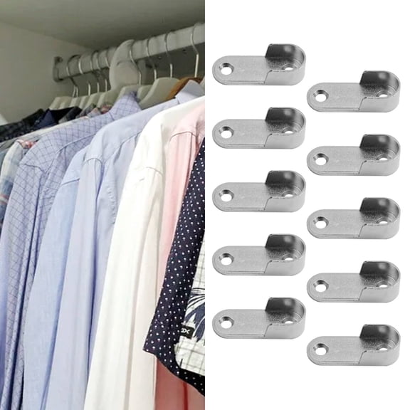 10Pcs Wardrobe Clothes Tube Support Closet Rod Pole End Bracket Holder Cupboard