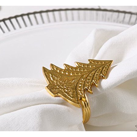 

Fennco Styles Christmas Tree Design Napkin Rings - Sold Per 4 (Gold)
