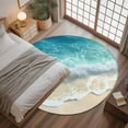 thumbnail image 3 of Summer Beach Coastal Round Rugs 4ft, Watercolor Seaside Waves Ocean Non Slip Washable Rug Runner, Low Pile Indoor Floor Carpet Mat Bathroom Rugs for Living Room, Bedroom, Kids Room, 3 of 9