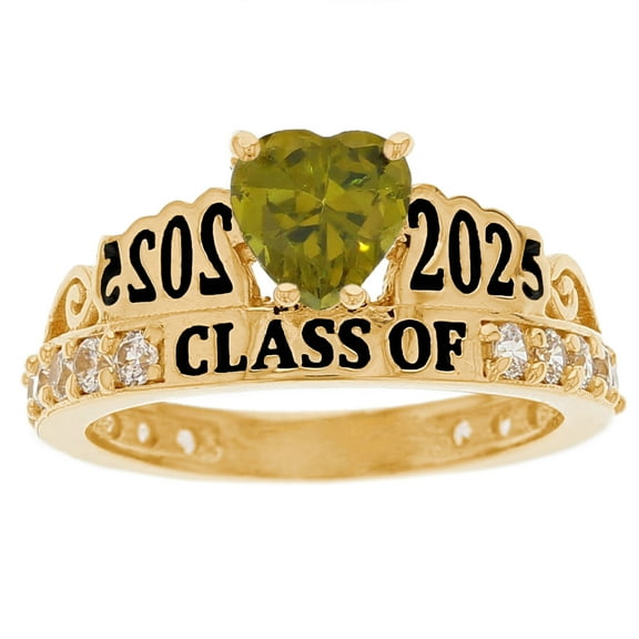 JackAni 14k Yellow Gold Simulated Peridot August Birthstone Gorgeous 2025 Graduation Ring - Size 5.00