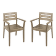 thumbnail image 4 of Tcbosik Outdoor Dining Chairs Set of 2, Acacia Wood Chair, Armchair for Backyard, Poolside, Porch, Deck, Lawn, Grey, 4 of 11