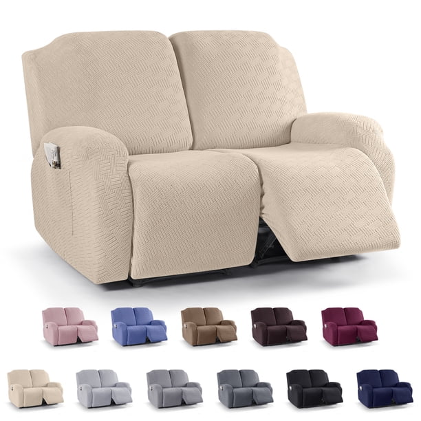 Nvzi Funda de sofá elástica de jacquard, funda de poliéster para sillón reclinable, fácil de instalar, lavable, protector de sofá de 2 plazas (caqui)