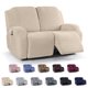 thumbnail image 1 of Nvzi Funda de sofá elástica de jacquard, funda de poliéster para sillón reclinable, fácil de instalar, lavable, protector de sofá de 2 plazas (caqui), 1 of 3