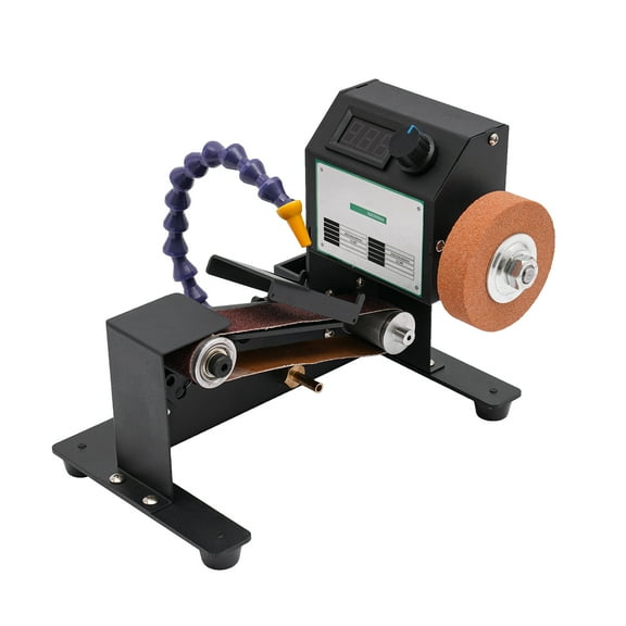 Mini Belt Sander - 200W Electric Bench Grinder Sanding Machine, Dry & Wet Grinding Sander Grinder Small Sand-belt Machine Stepless Speed Regulation for DIY Woodworking, Metal, Knife Making