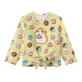 thumbnail image 5 of Xixirimido Capybara Donuts Yellow Pattern Girls Casual Tunic Tops Tie-hem Long Sleeve Loose Soft Blouse T-Shirt Cute Graphic Girls Shirts, Size 9-10, 5 of 7