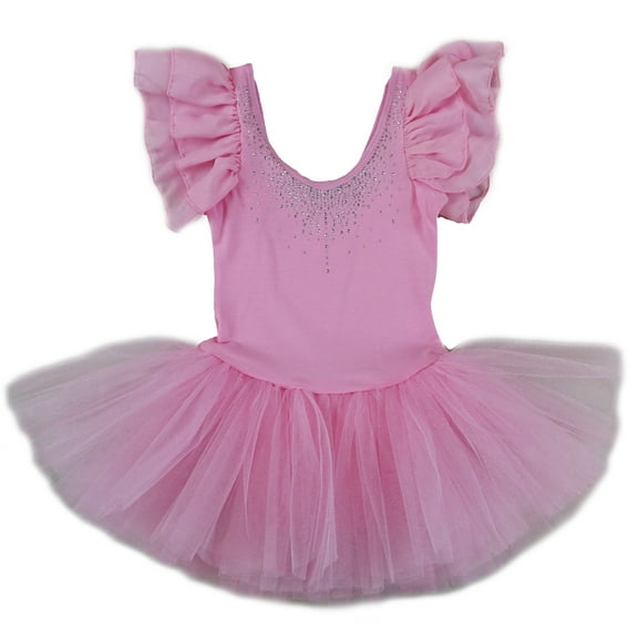 Wenchoice Pink Chiffon Cap-Sleeve Ballet Dress Girls S(1Y-2Y)