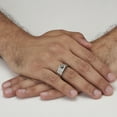 thumbnail image 3 of PalmBeach Jewelry Men's Square Cut Simulated Black Agate and Crystal Stainless Steel Ring, 3 of 5