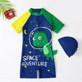 thumbnail image 3 of AJZIOJIRO 1-6T Boys Toddlers Swimsuit One Piece Baby Zipper Bathing Suit Swimwear with Hat Rash Guard Surfing Suit UPF 50+, 3 of 6