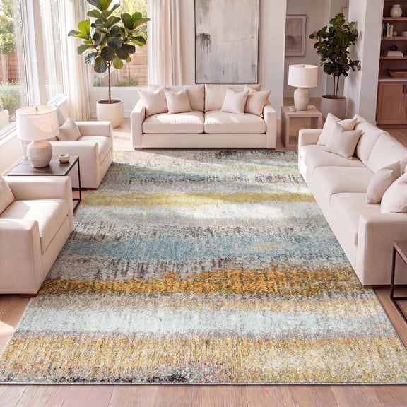 JONATHAN Y CONTEMPORARY POP 5 x 8 Area Rug, Modern Abstract - Cream/Yellow, CTP105A-5
