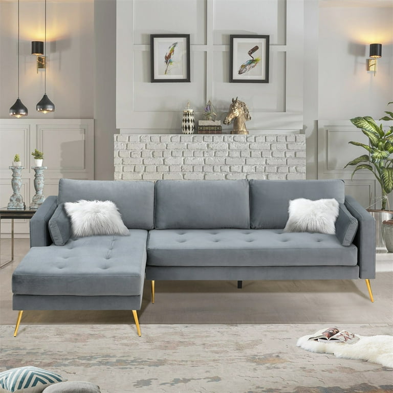 Modern Retro Sectional Sofa Gray Matttroy