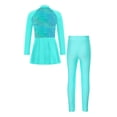 thumbnail image 2 of Doomiva Kids Girls 2 Pcs Modest Swimsuit Beach Burkini Bathing Suit Upf 50+ Swimdress Top with Swim Leggings Light Green 6, 2 of 6