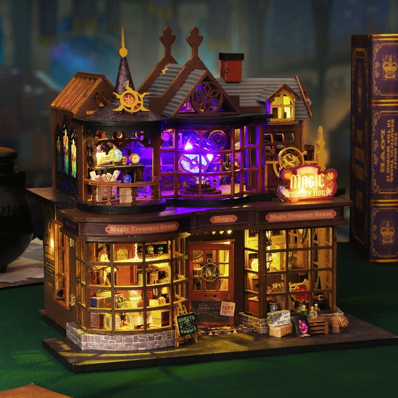 MOJINO Book Nook Kits for Adults, DIY Miniature House Kit 3D Puzzle Doll House Bookends, Creative Tiny House Book Nook Bookshelf Decor, Valentine's Gift Weddings Decor