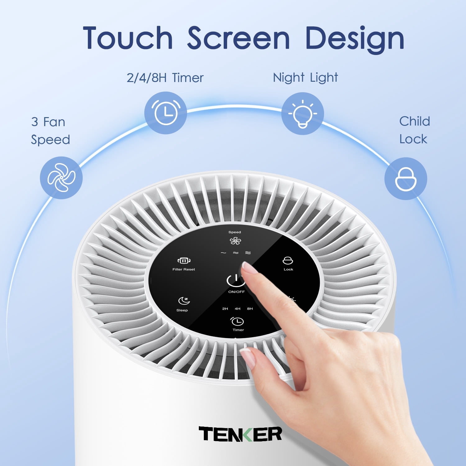 Air Purifier For Home And Bedroom With Aromatherapy, H13 True Air Purifier Cleaner For Bedroom With Night Light, 3 Fan Speed, Sleeping Mode, White