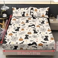thumbnail image 4 of Garronmavis Halloween Cat Pumpkin Print Twin Size Bedding Set, 1 Fitted Sheet & 2 Envelope Pillowcases, Soft Breathable Microfiber Bed Cover for Holiday, 137cm*193cm, 4 of 7