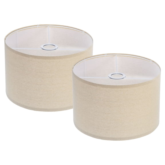 Lamp Shades Set of 2 Drum Lampshade 12"x12"x8" Linen Lamp Shade Easy Assembly, Cream