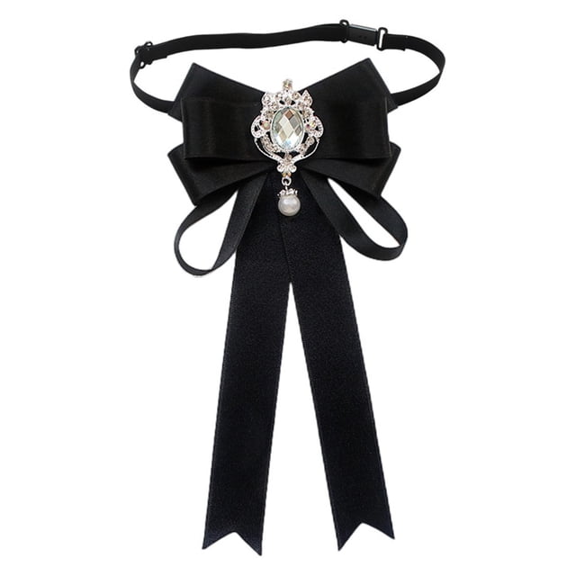 Abbracc Nœud Papillon pour Femmes, Fille, Ruban de Col de Chemise Réglable, Nœud de Col Polyvalent Noir
