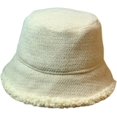 thumbnail image 2 of CoCopeaunts Plain Color Bucket Hat Women's Autumn Winter Lamb Hair Brim Thickened Warm Fisherman Hat Collapsible Compressible, 2 of 8