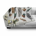 thumbnail image 3 of Bohemian Soft Flannel Fleece Throw Blanket, Detailed Big and Small Several Bird Feathers in Vibrant Colors Bohemian Design, Cozy Plush for Indoor and Outdoor Use, 50" x 60", Multicolor, by Ambesonne, 3 of 6