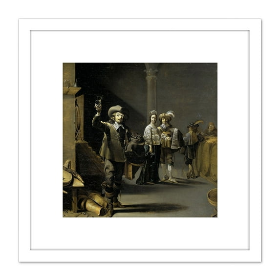 Jacob Duck The Wine Connoisseurs Painting 8X8 Inch Square Wooden Framed Wall Art Print Picture with Mount
