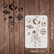 Astronaut Stencils Plastic Outer Space Theme Drawing Painting Stencils Planet Earth Star Pattern Wall Stencils Reusable Stencils