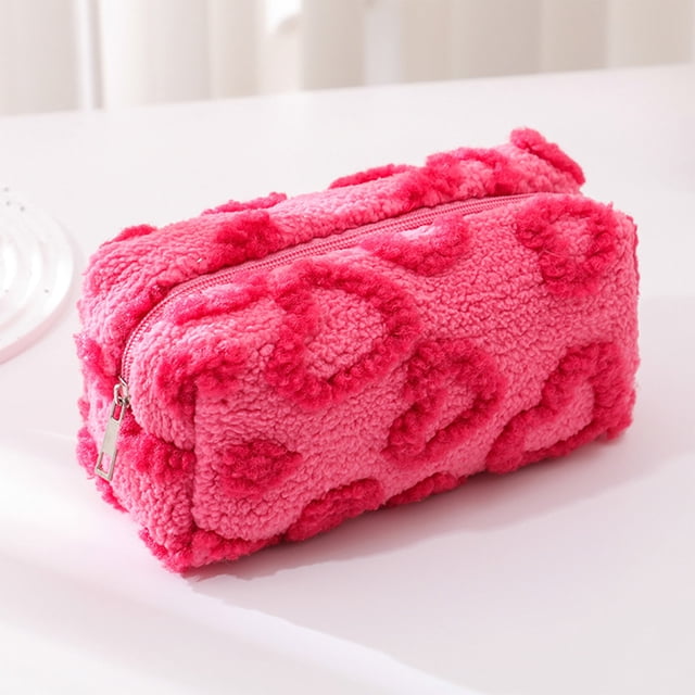 Heart Print Polyester Storage Bag Coin Purse Earphone Pouch for Travel Key and Change Organization