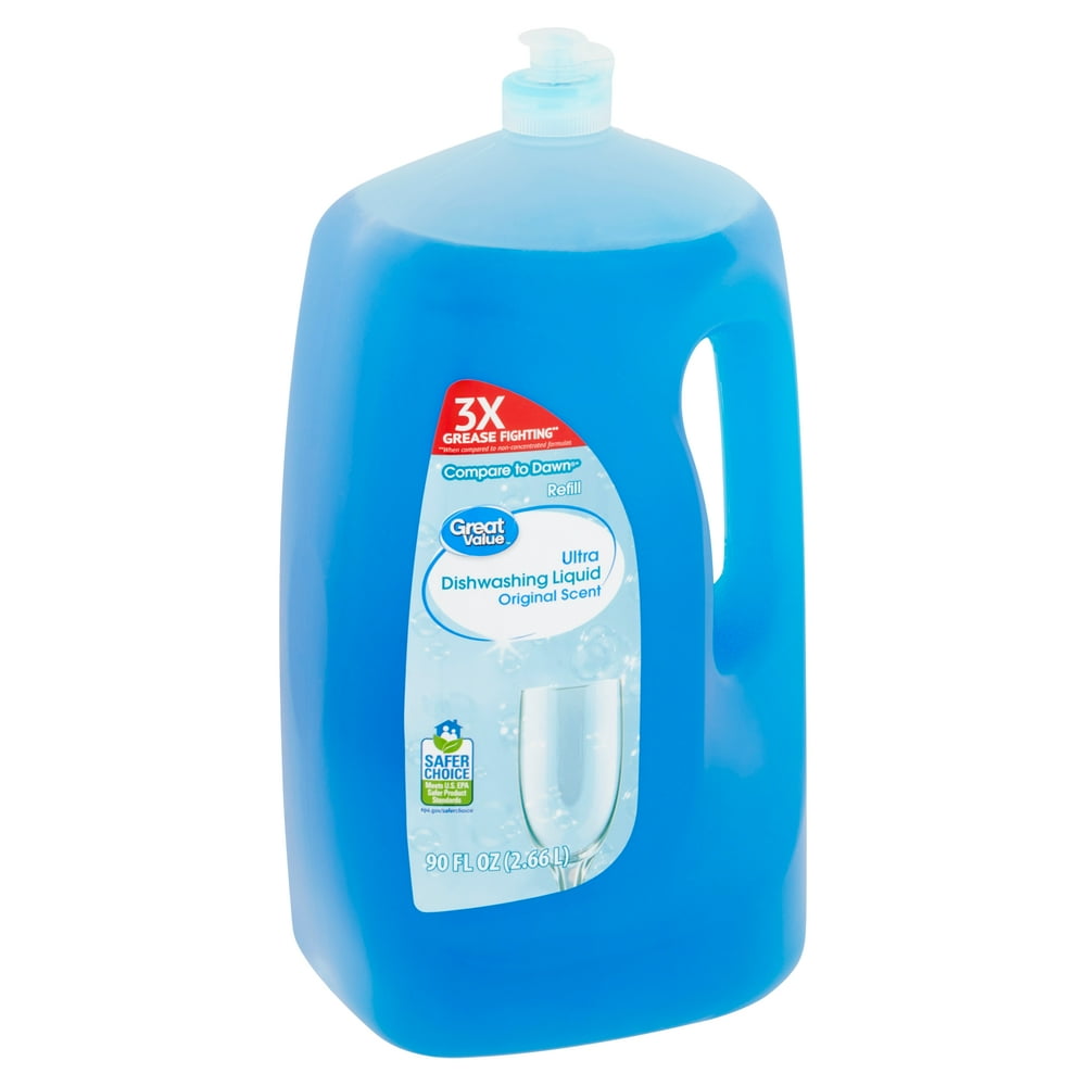 Great Value Ultra Original Scent Dishwashing Liquid, 90 fl oz