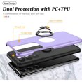 thumbnail image 5 of Case for Samsung Galaxy S21 Ultra 5G, [Built-in Camera Cover] Military Shockproof Phone Case Cover with Embedded Metal Ring Stand Kickstand [Support Magnetic Car Holder] for S21 Ultra, Purple, 5 of 7