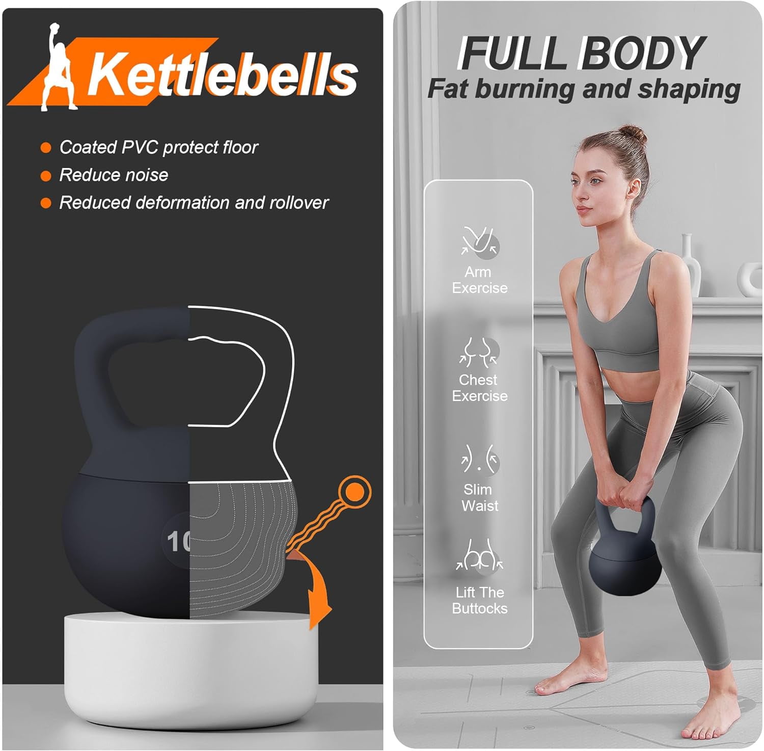 SOGES 10 lbs PVC Shock Proof Soft Kettlebell, Black
