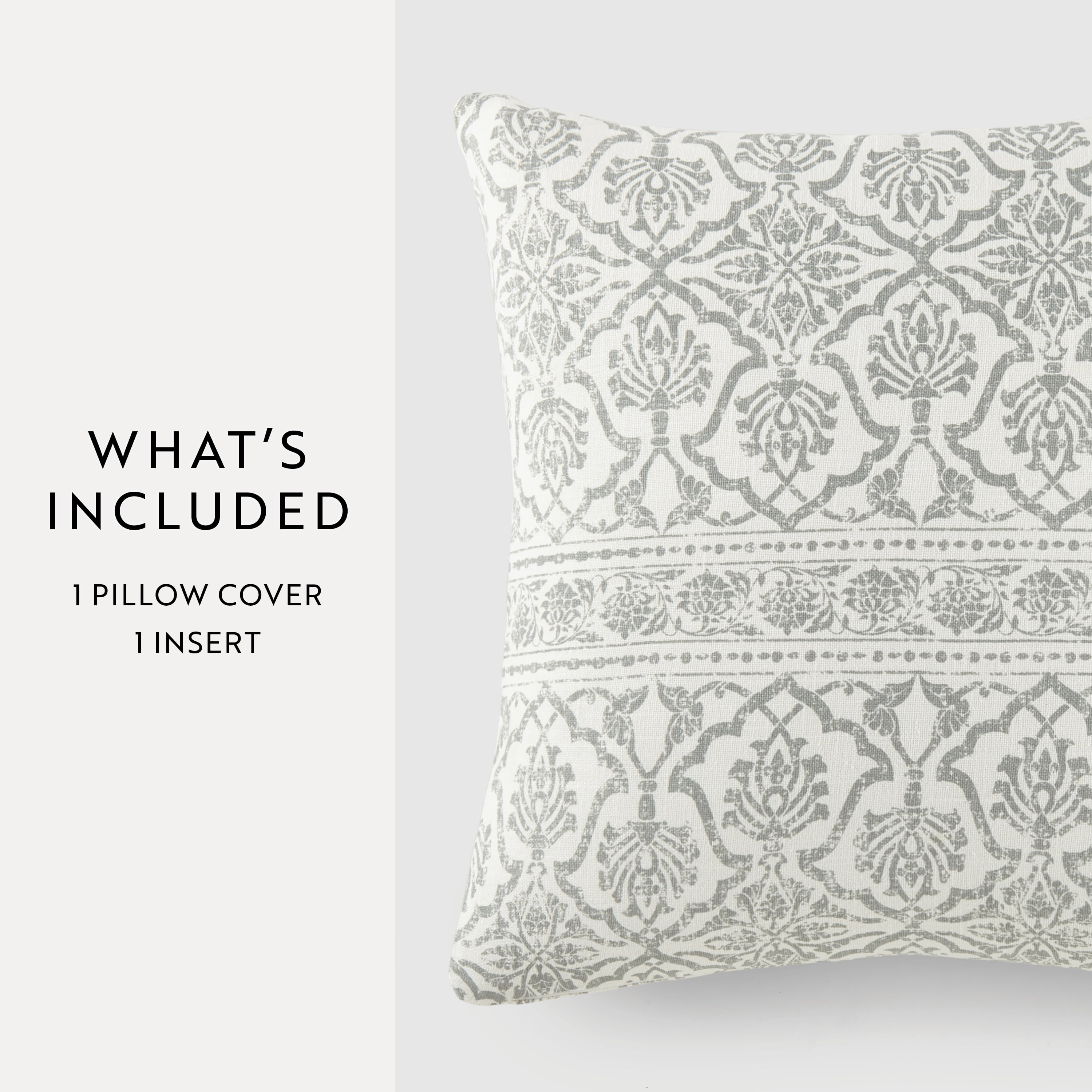 Noble Linens Elegant Cotton Decor Throw Pillow in Artic Antique Floral Pattern