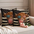 thumbnail image 2 of Independence Day Pillow Covers 2 Pack Retro Five-Pointed Star U.S. Flag Farm Funny Cow Pillowcase Waterproof Outdoor Throw Pillow Cover for Patio Garden Square Cushion 26”x26”, 2 of 9