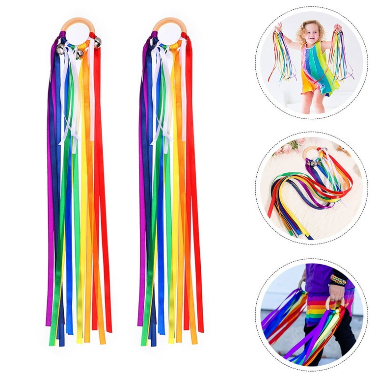Didiseaon 6Pcs Dancing Ribbon Indoor Outdoor Party Favors Ribbon Sticks for  Dance Silk Ribbon Dancing Rhythm Sticks Rainbow Streamers Wands for Kids